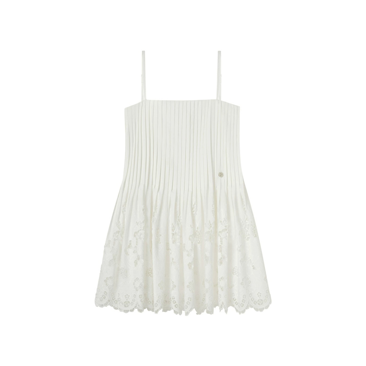 Weißes plissiertes Spitzenkleid