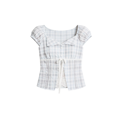 Summer Plaid Patchwork Blouse