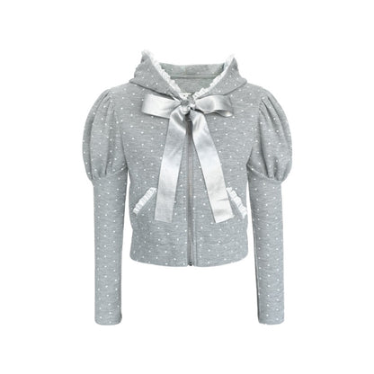 Navy Polka Dot Hooded Tracksuit Set-Up