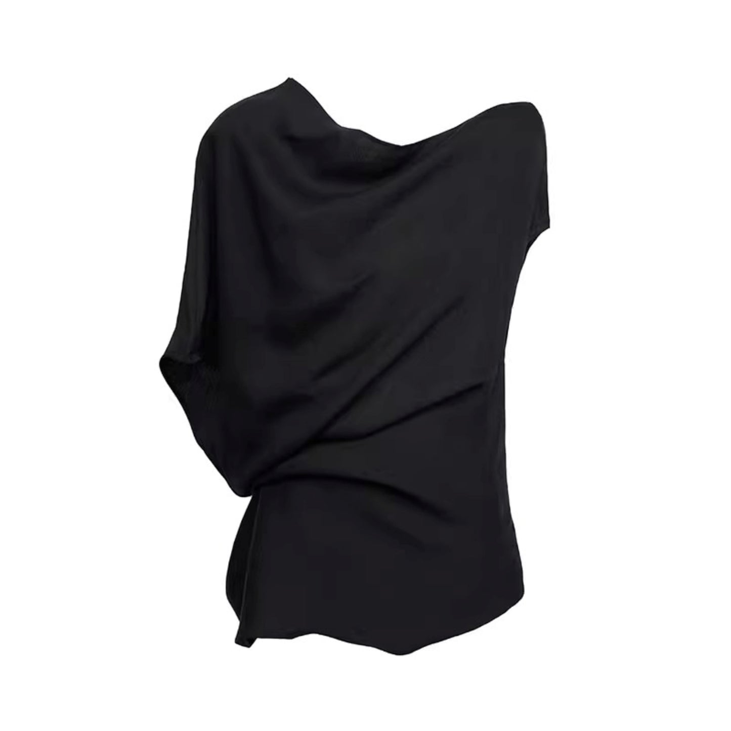 Black Shoulder Irregular Design T-Shirt