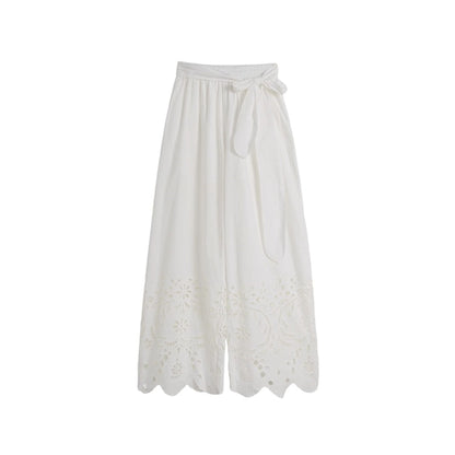 Cotton Cut-out Strappy Straight-leg Trousers