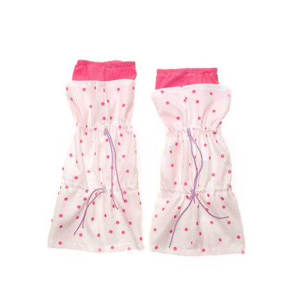 Peach Pink Polka Dot Drawstring Leg Warmers