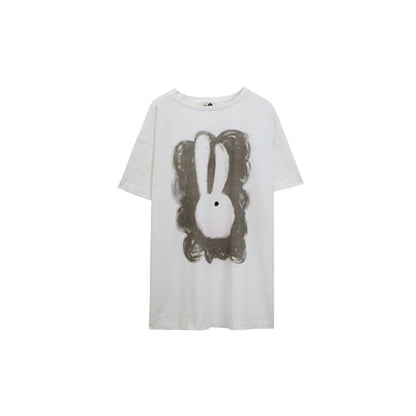 Rabbit Head Printed Cotton T-shirt