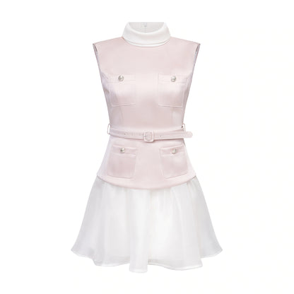 Pink Satin Puffy Daughter Dress