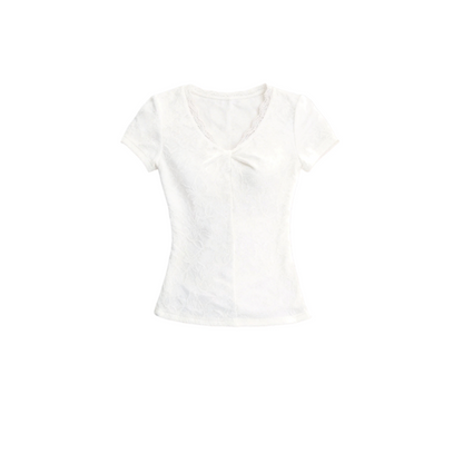 V-Neck Jacquard Textured Top