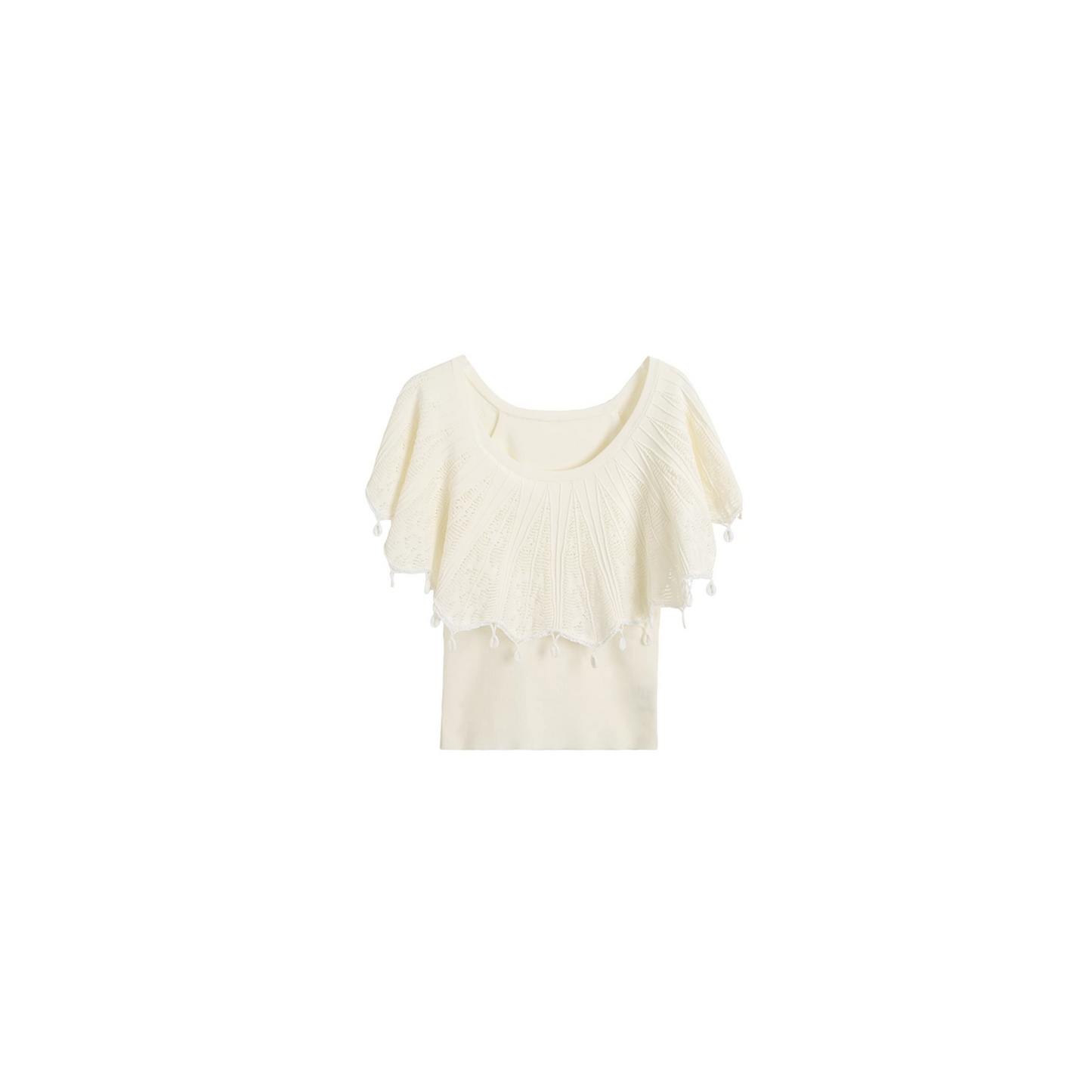 Off-Shoulder Ruffled Knit Top