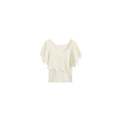 Off-Shoulder Ruffled Knit Top