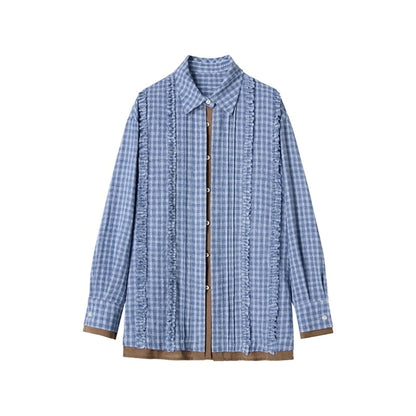 Contrast Fake Two-Piece loose Shirt