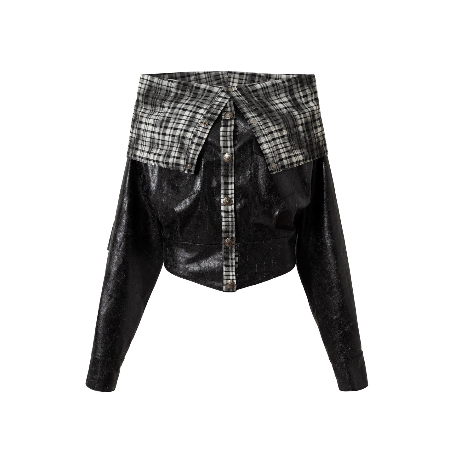 Dark Plaid Leather Top