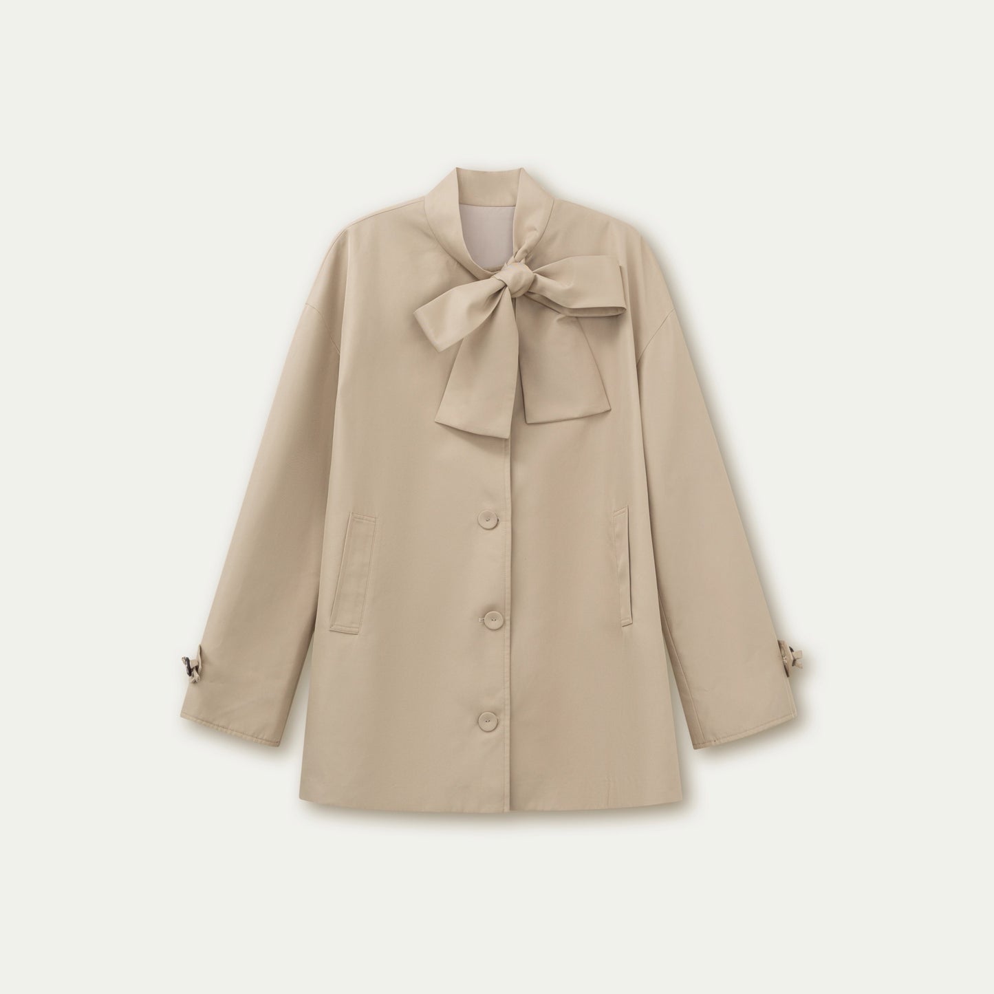 Vintage Bow Plaid Trench Coat