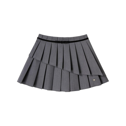 Irregular Hem A-Line Pleated Skirt