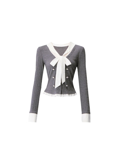 Classic Bow Knitted Top Set-Up