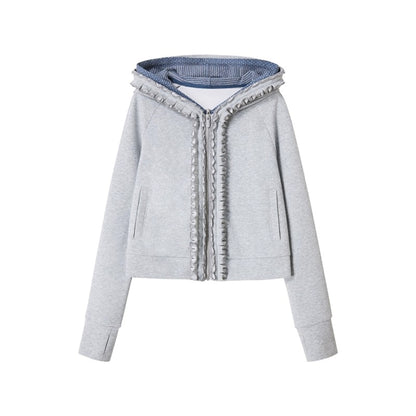 Fake Two-Piece Raglan Sleeve Hooded Jacket