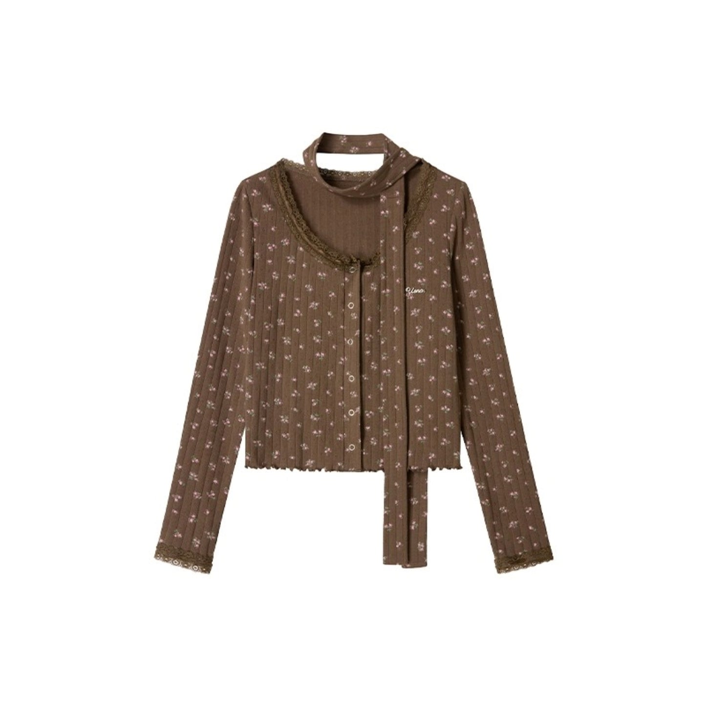 Short Floral Cardigan And Camisole