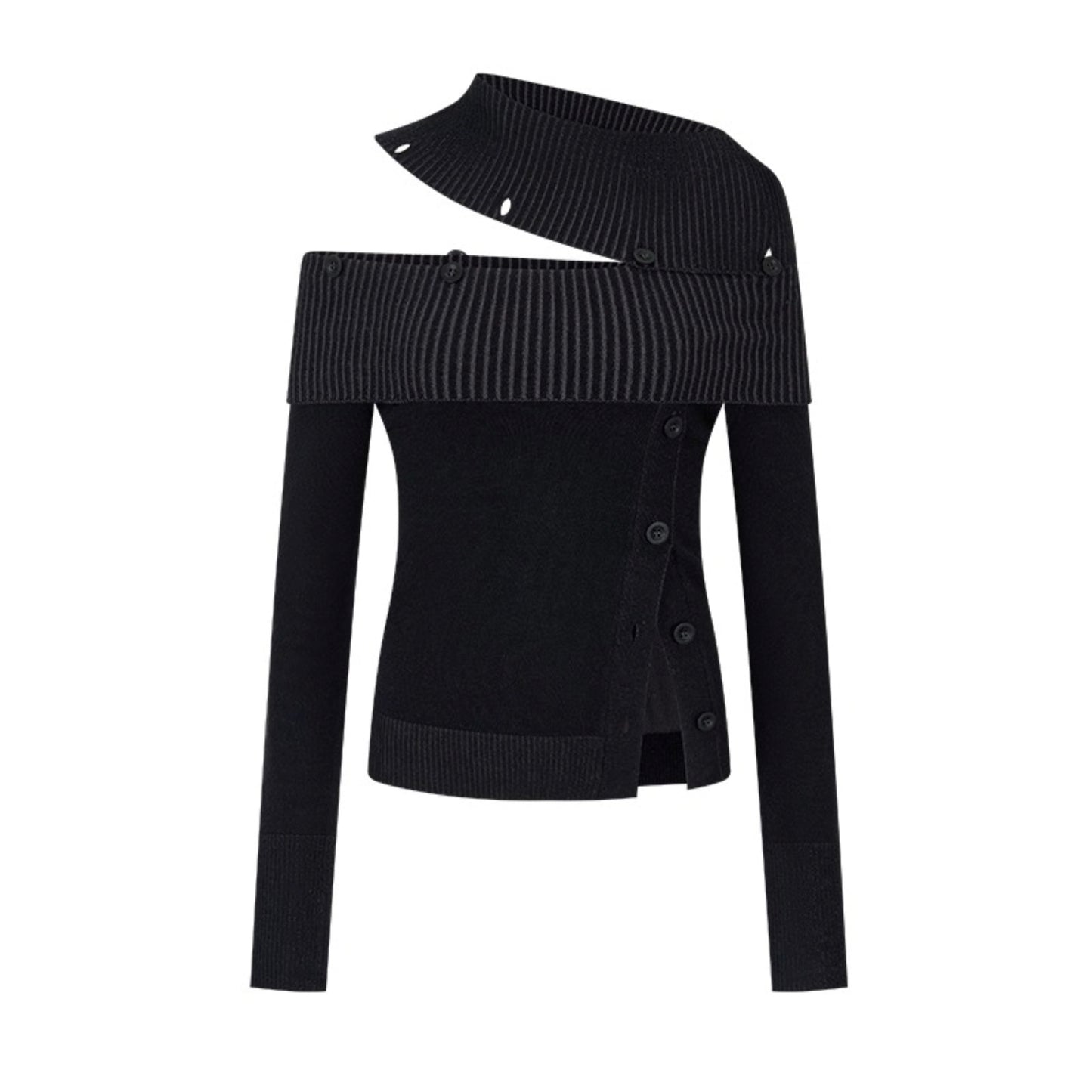 Slim One-Shoulder Knitted Sweater