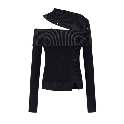 Slim One-Shoulder Knitted Sweater