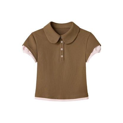 Contrast Fake Two-Piece Crew Neck T-shirt