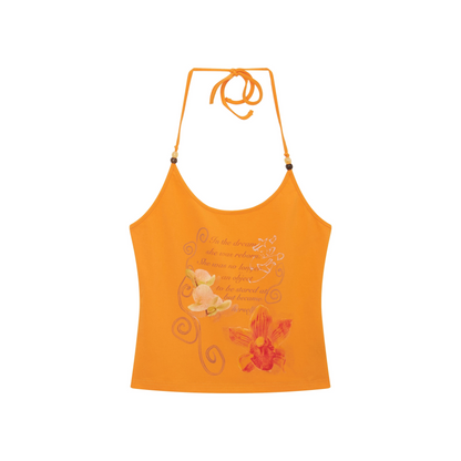 Colorful Floral Beaded Halter Top