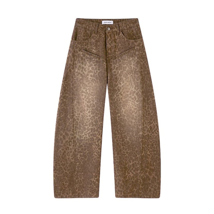 Leopard Print Straight Loose Pants