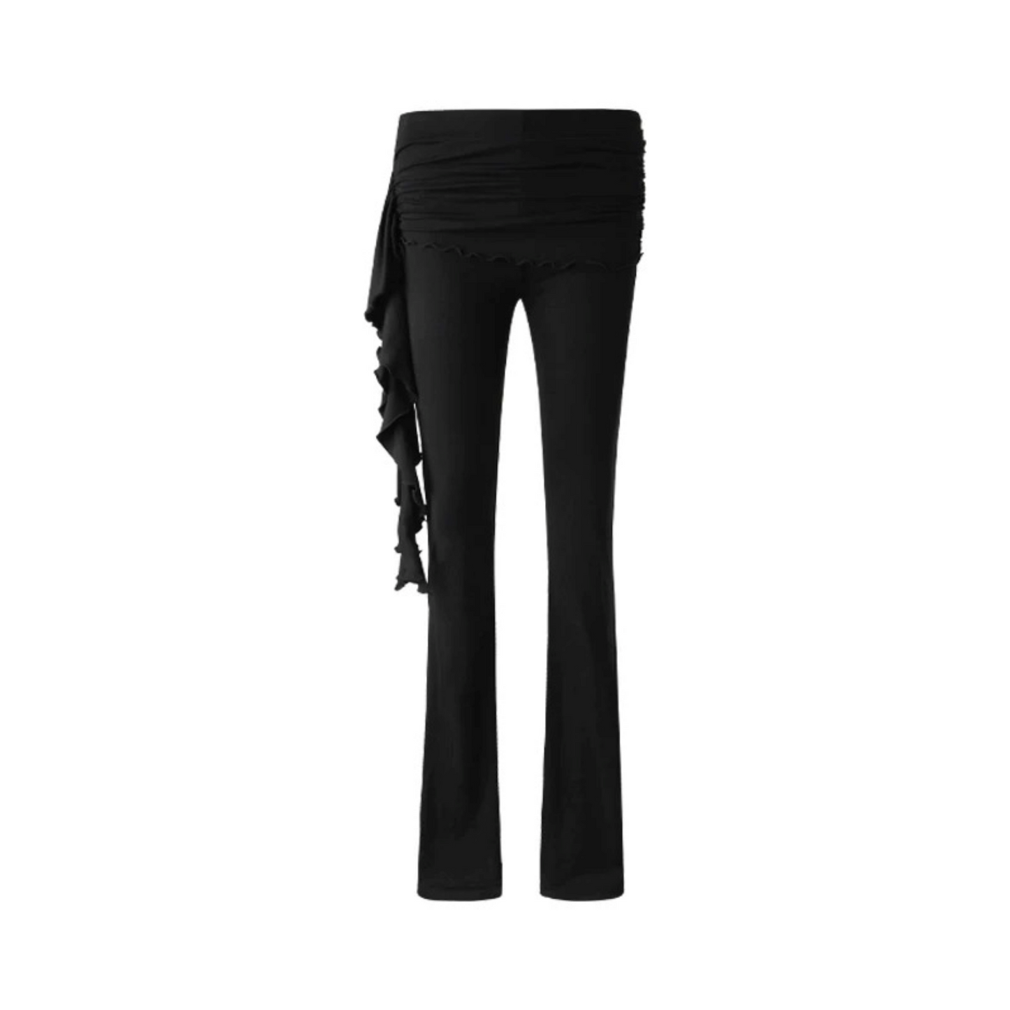 Black Knit Ruffle Tank and Flared Pants Set-Up