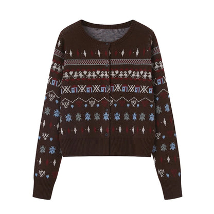 Jacquard Embroidery Slim Cardigan