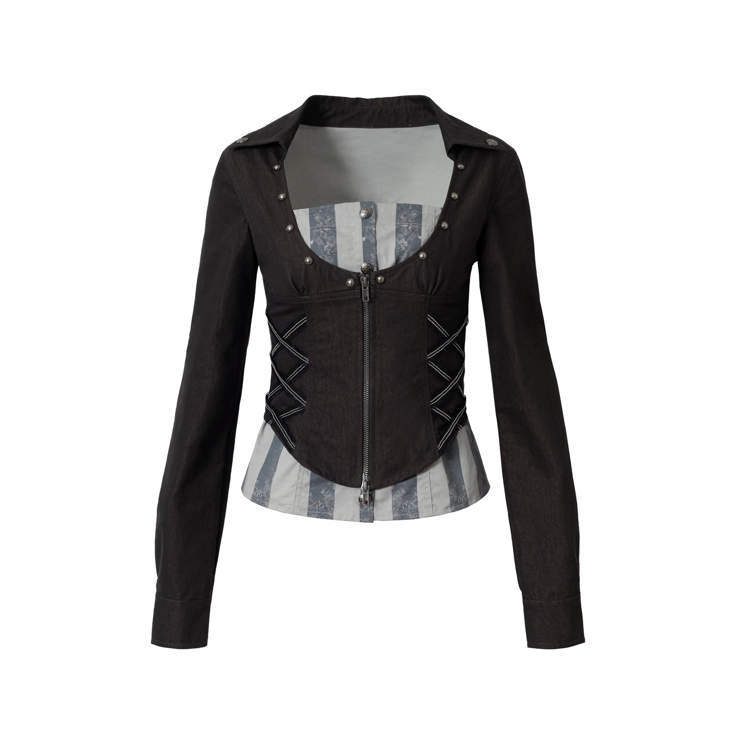 Vintage Punk Court Slim Print Long-Sleeved Shirts