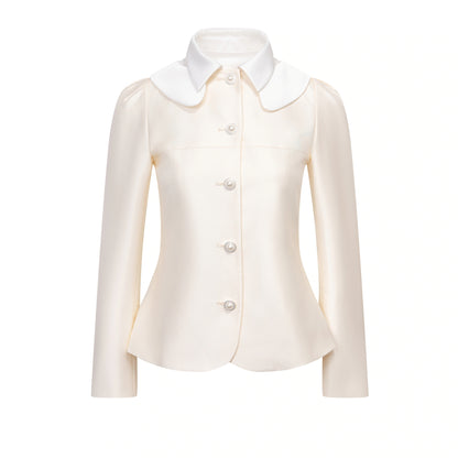 Satin Doll-Neck Jacket Set-Up