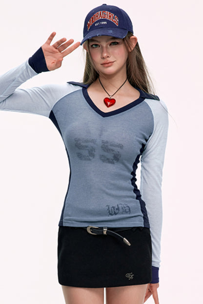 V Neck Long Sleeve Tee