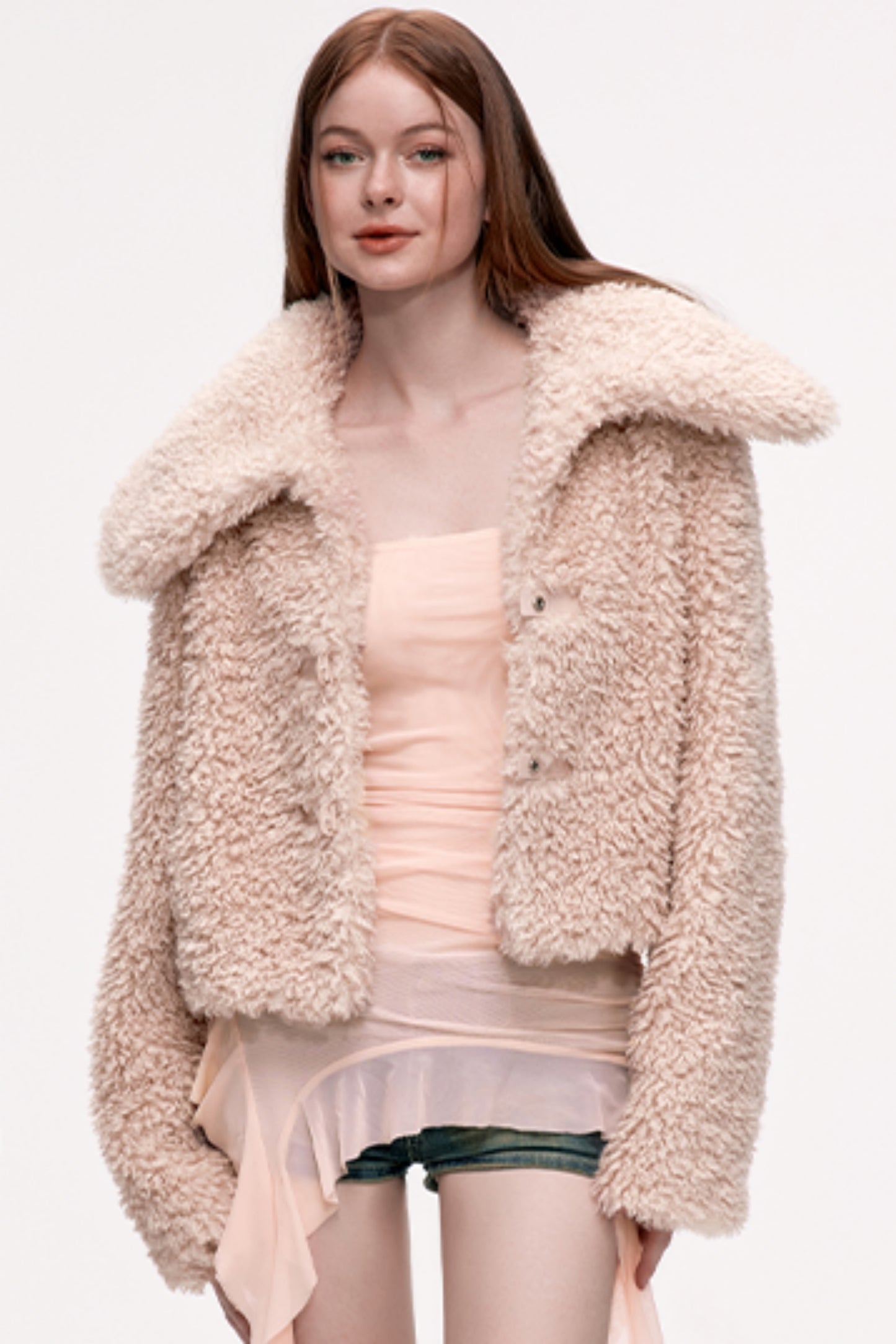 Plush Collar Short Coat