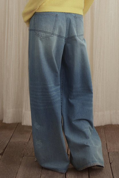 Simple Loose Fit Wide Jeans