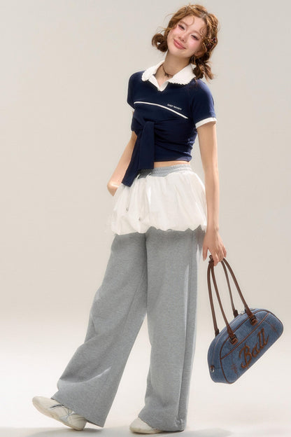 Stitch Design Loose Casual Pants