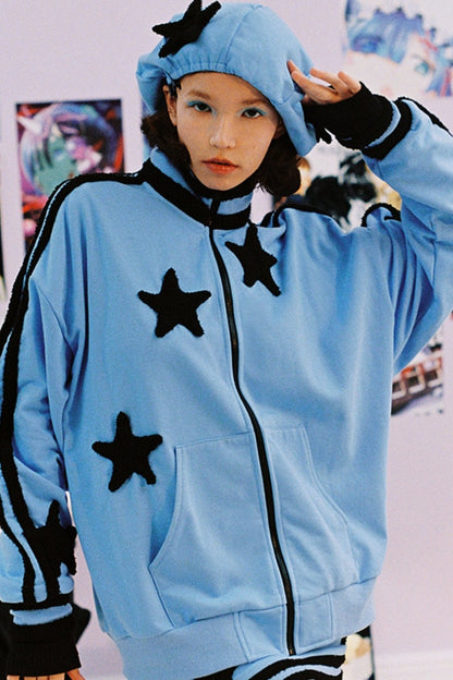 Contrast Blue Star Sweatshirt