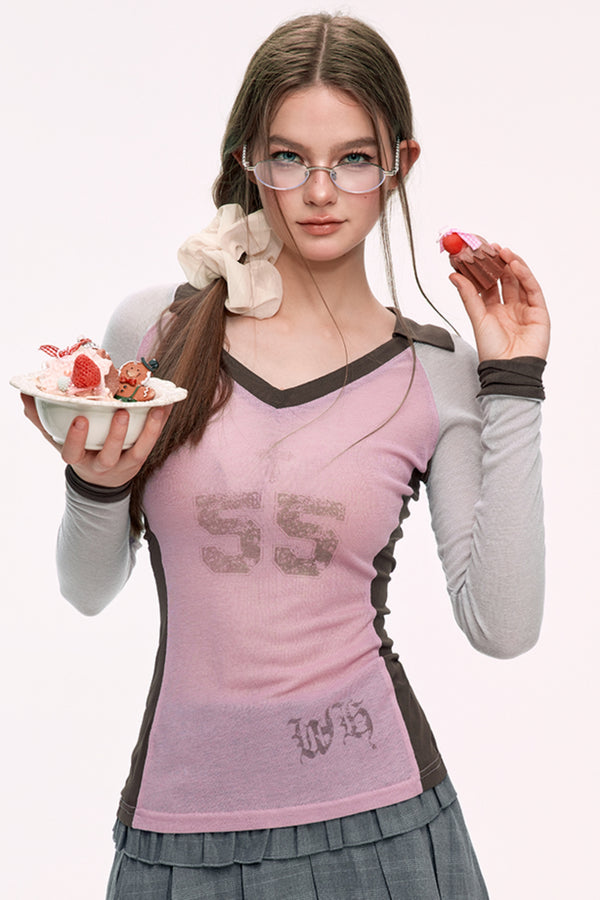 V Neck Long Sleeve Tee