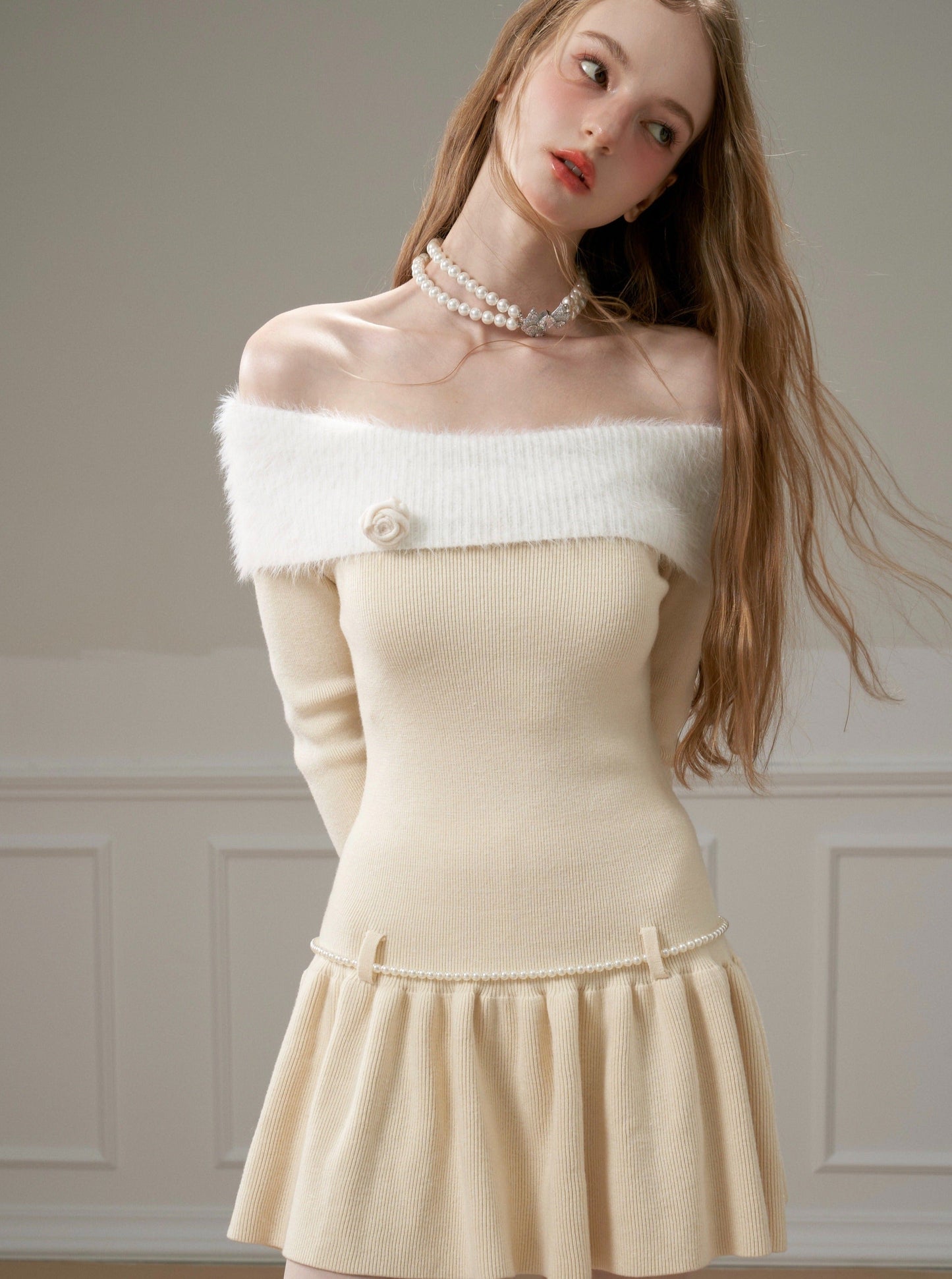 Ballet sweet mink knit dress