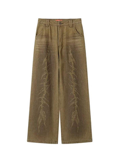 Retro loose straight pants