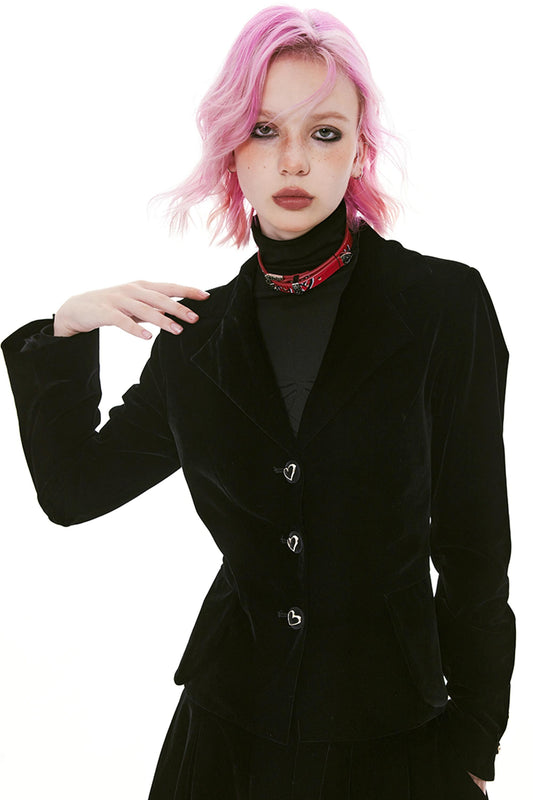 Retro Style Waisted Velvet Jacket