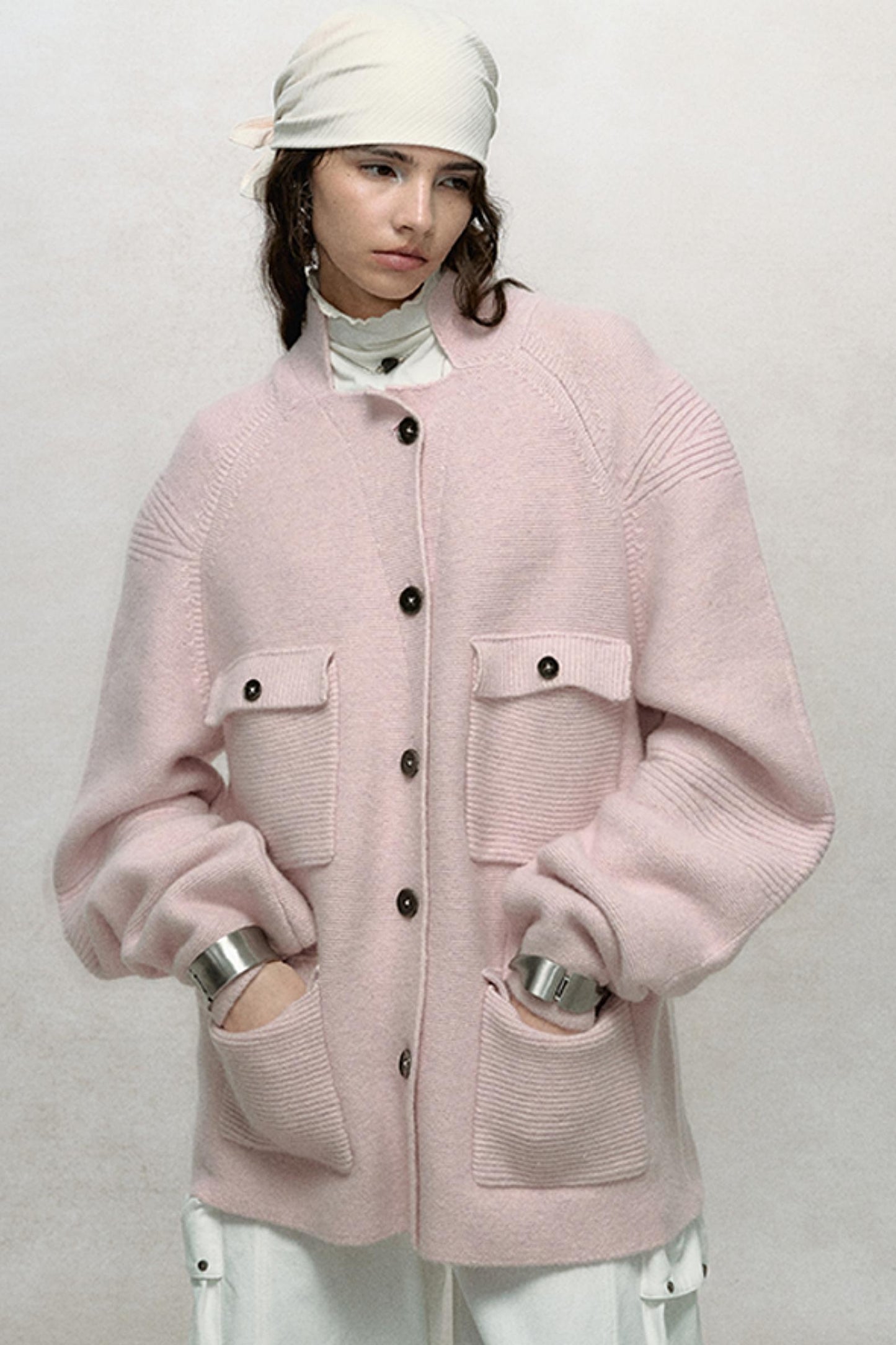 Raglan Sleeve Stand-Up Collar Coat