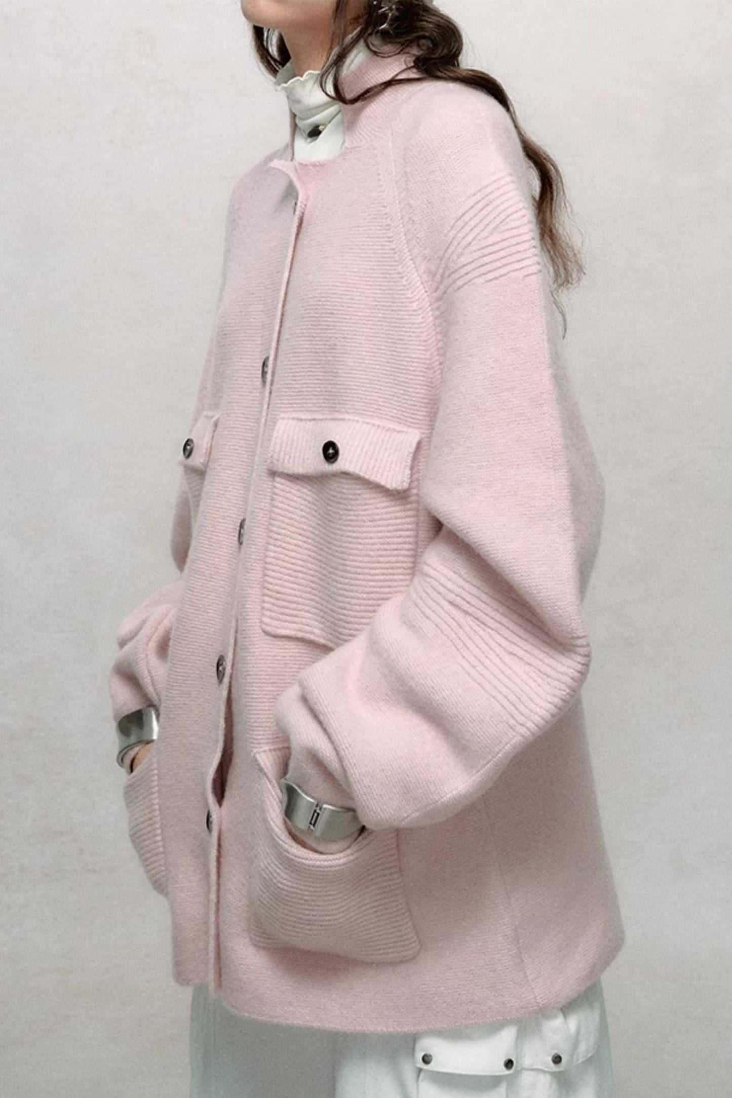 Raglan Sleeve Stand-Up Collar Coat