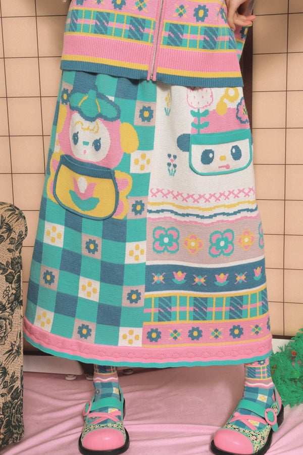 Printed Vintage Knit Skirt