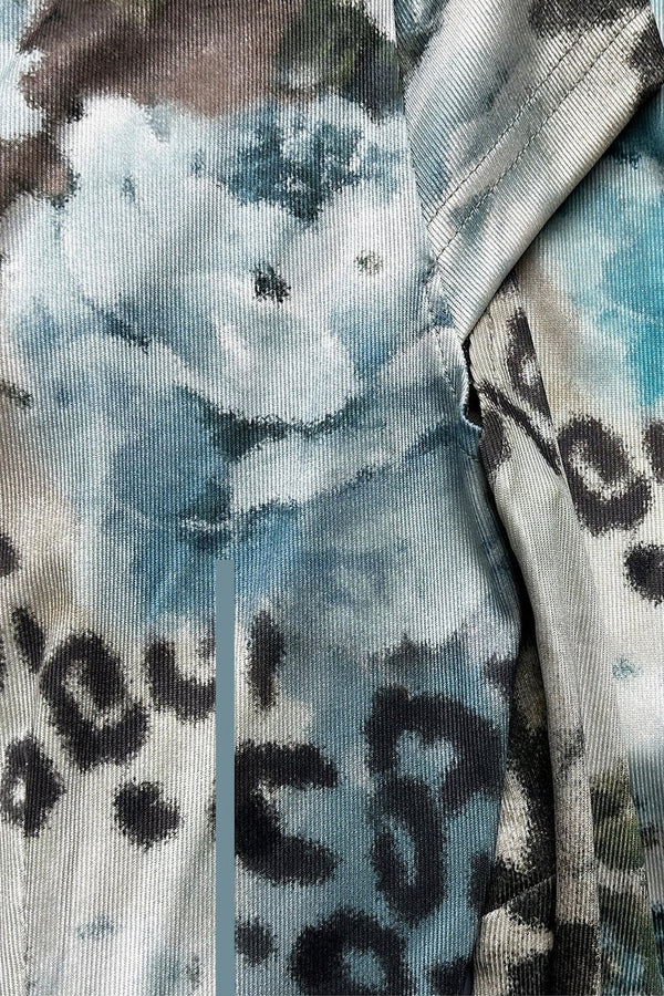 Sea Blue Leopard Floral Lace Dress
