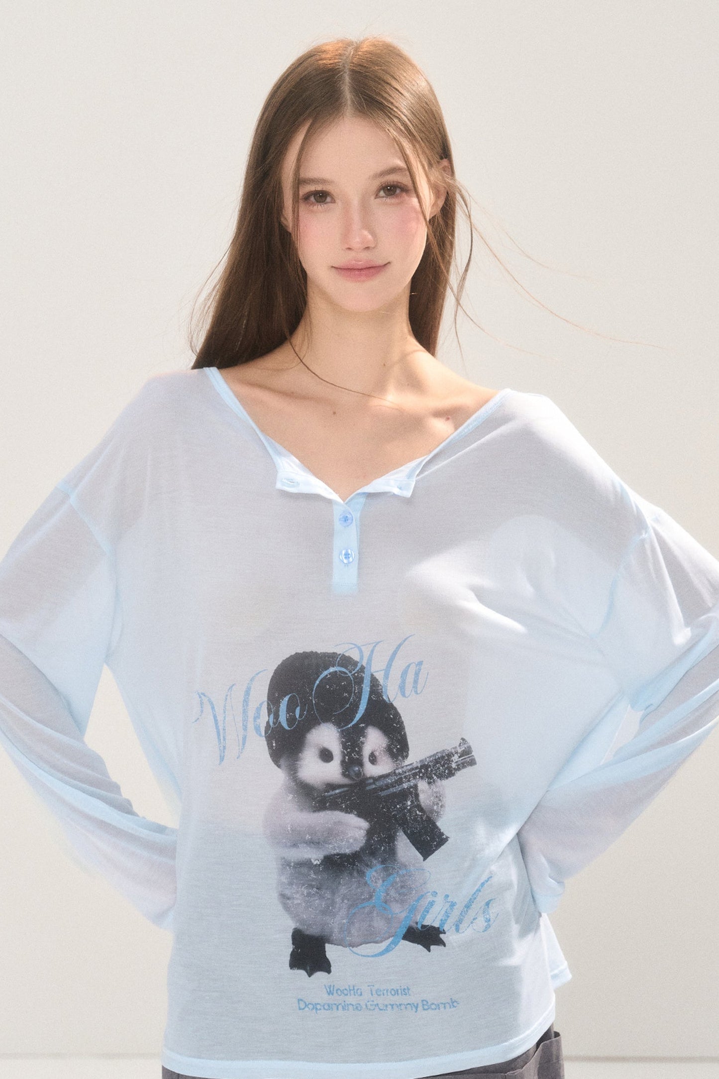 Cool Printed Loose Long Sleeve Blouse