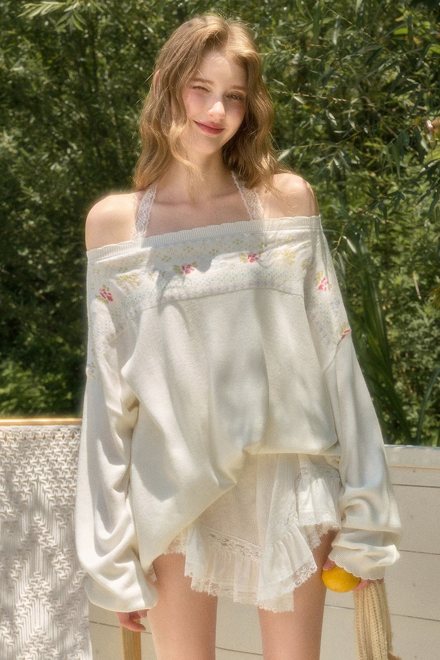 Apple Blossom Tube Top and Doll Shirt Two-Piece Set-Up