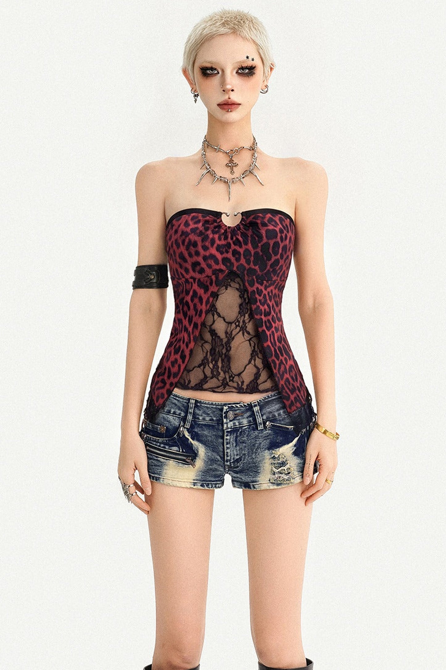 Leopard Print Lace Tube Top