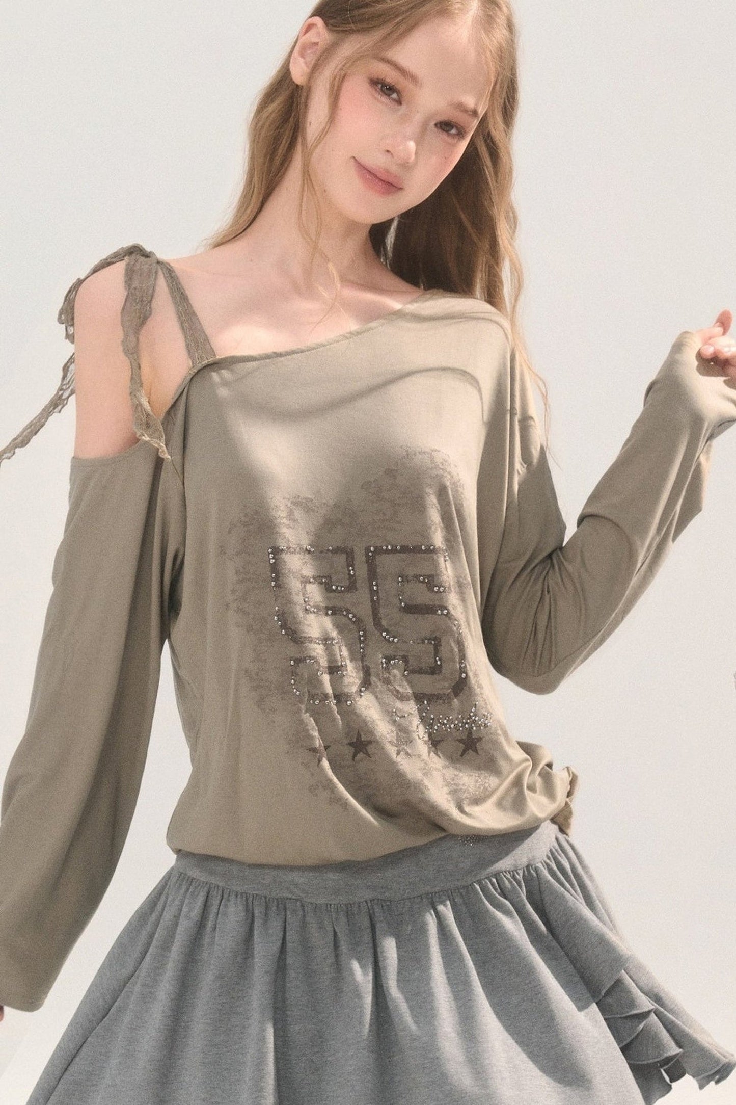 Asymmetrical Lace Shoulder Top