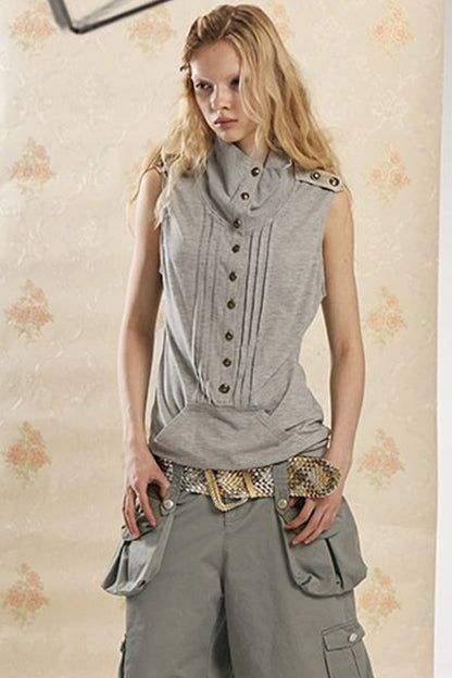 Retro-gewaschene Shorts mit weitem Bein