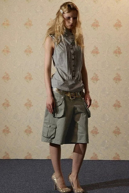Retro-gewaschene Shorts mit weitem Bein