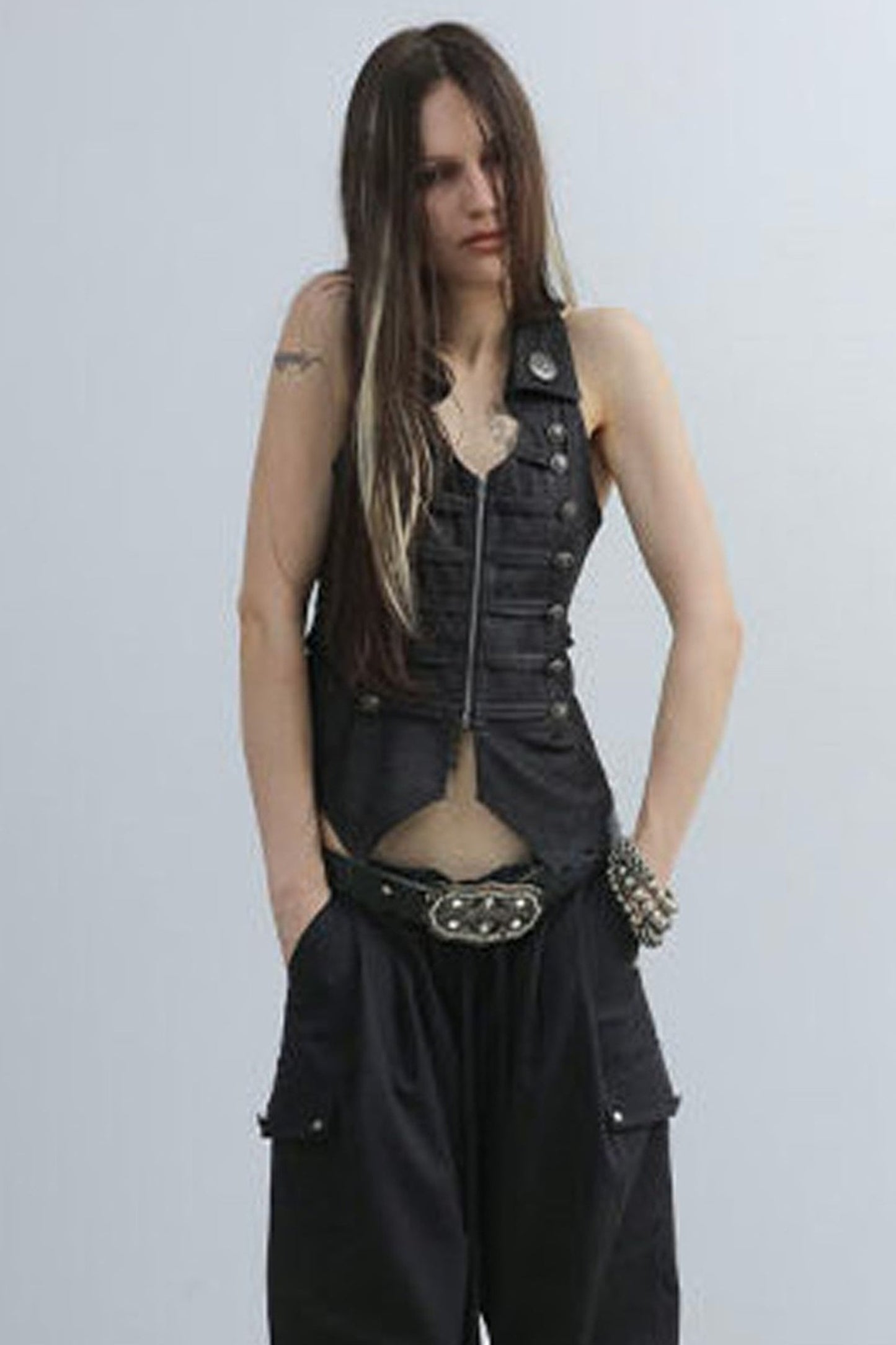 V-Neck Double-Breasted Zipper Vest