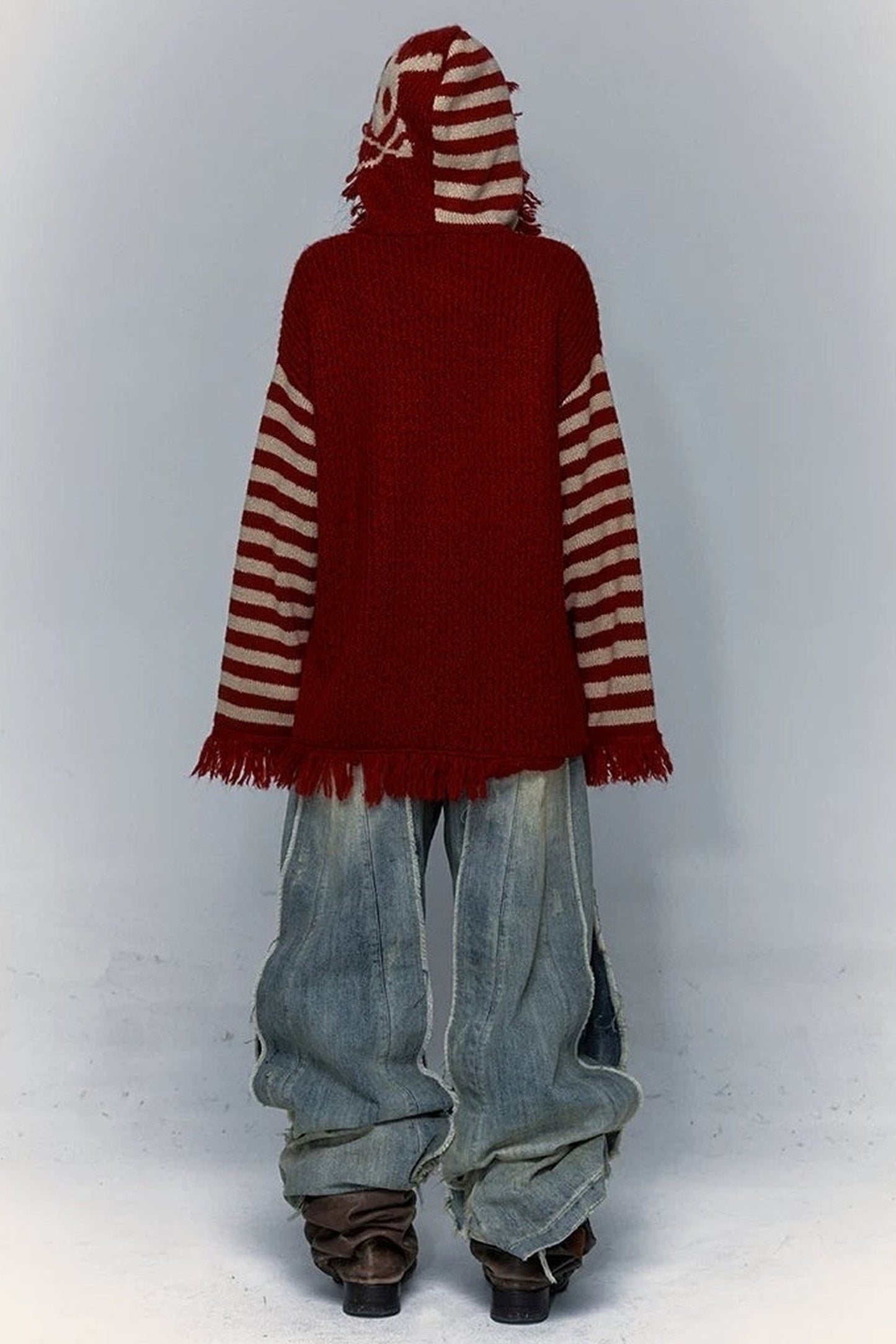Skull Rabbit Hooded Knit Blouse