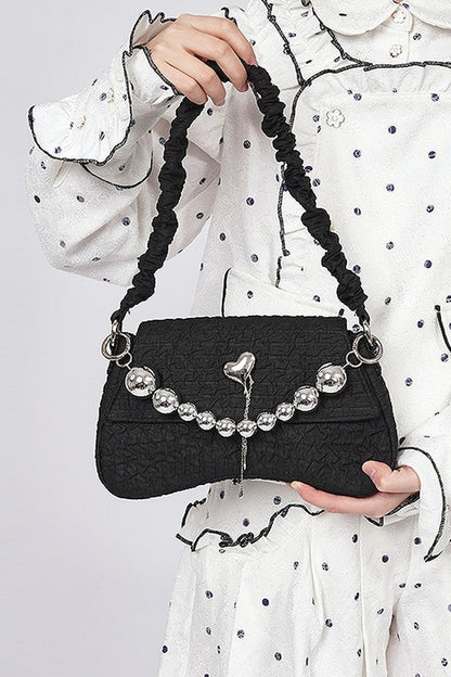 Pearl Pleated Crossbody Bag