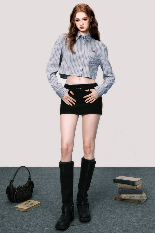 Textured Striped Long-Sleeve Shirt